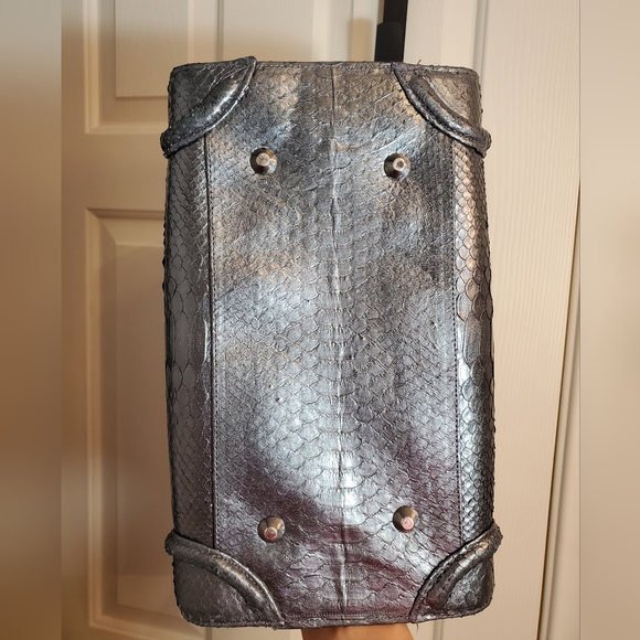 Genuine Python Metallic Gray Large Handbag - Picture 8 of 8